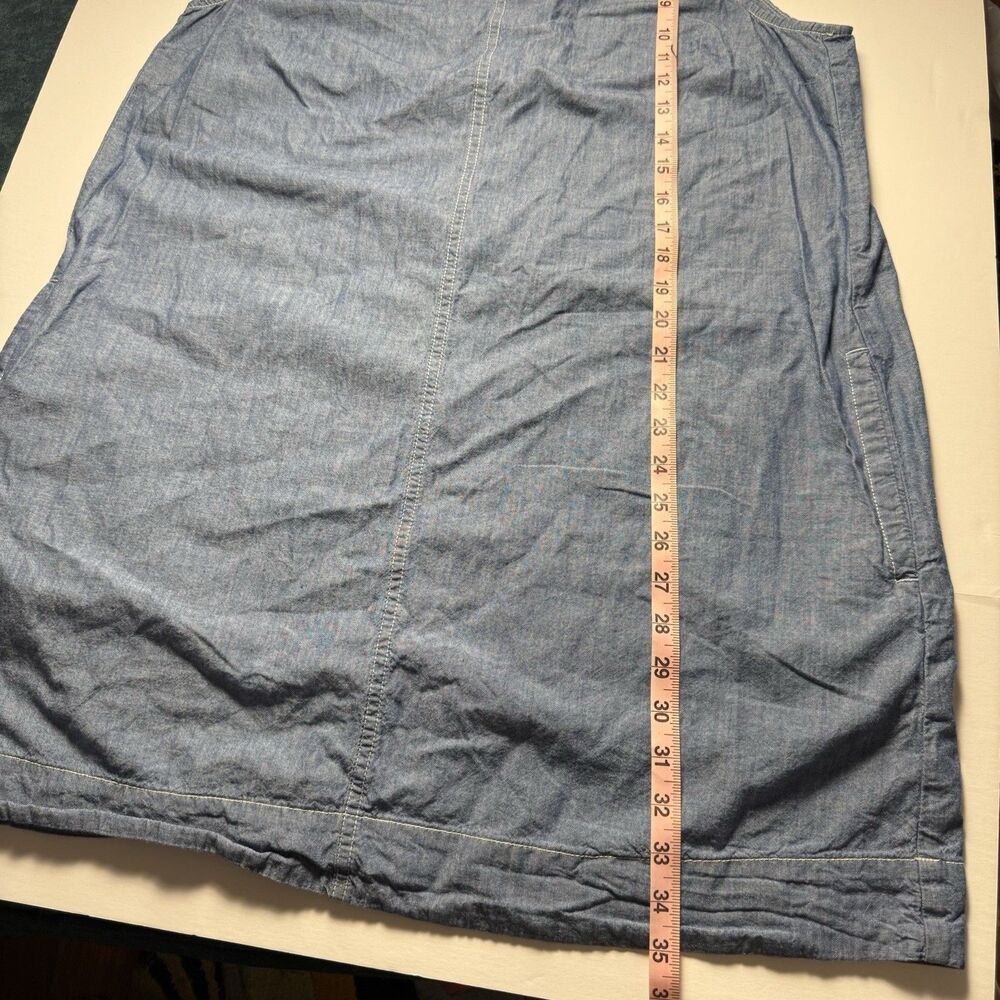 J.Crew Denim Chambray Shift Dress Size XL 100% Cotton Sleeveless Jumper Pockets - Picture 5 of 8